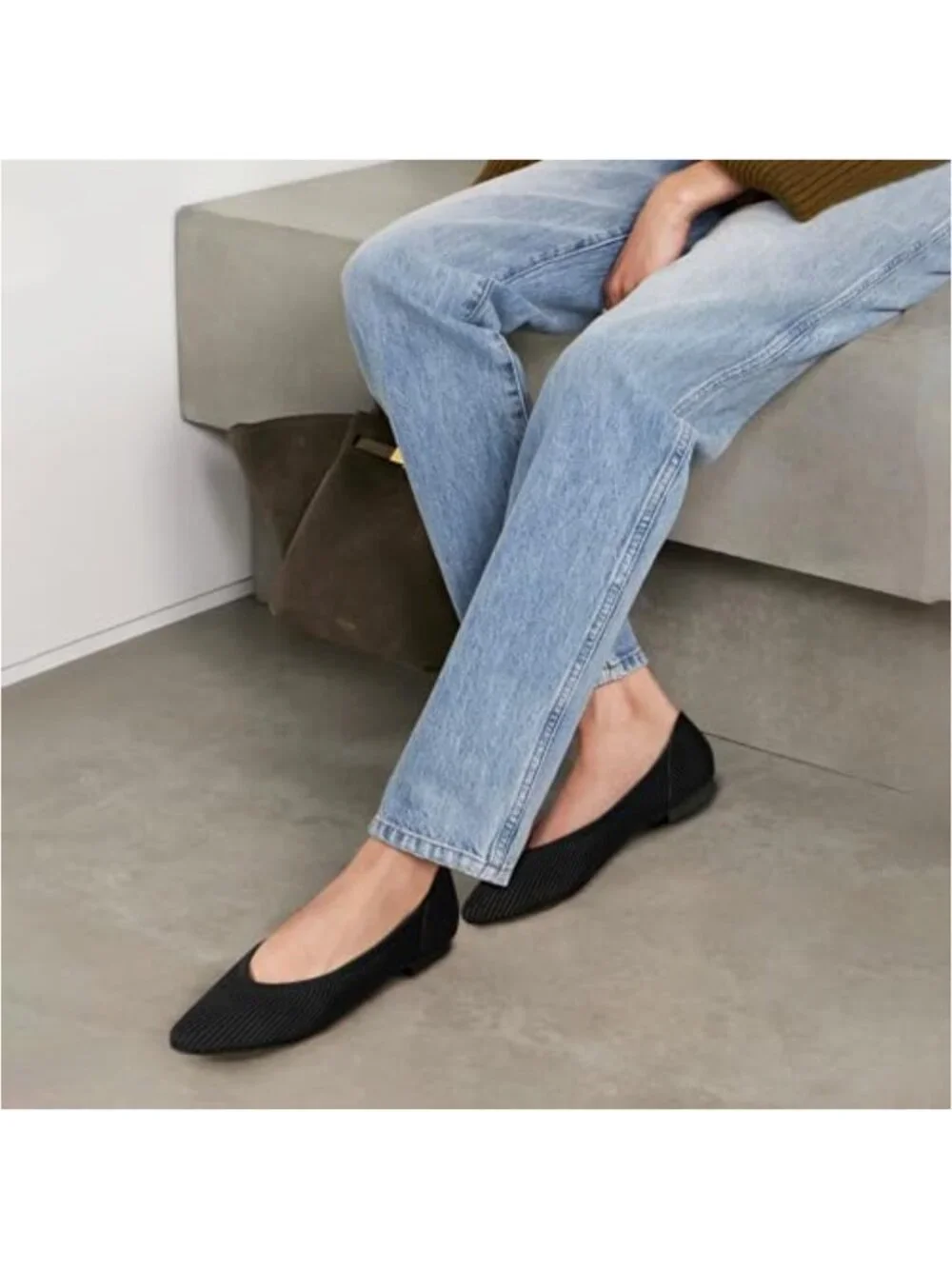 Women's Knit Ballet Flats Pointed Toe Slip On Memory Foam Comfortable Dressy - Picture 3 of 6